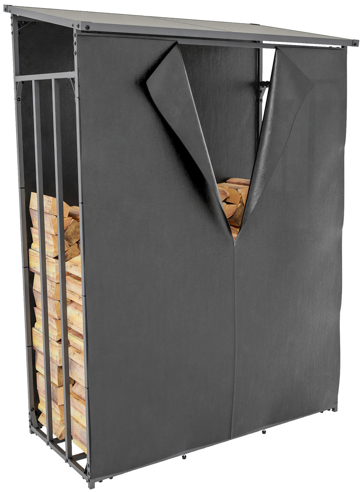 KAMINHOLZREGAL 130/70/185 cm Metall anthrazit - Anthrazit/Grau, Metall (130/185/70cm) - CLP