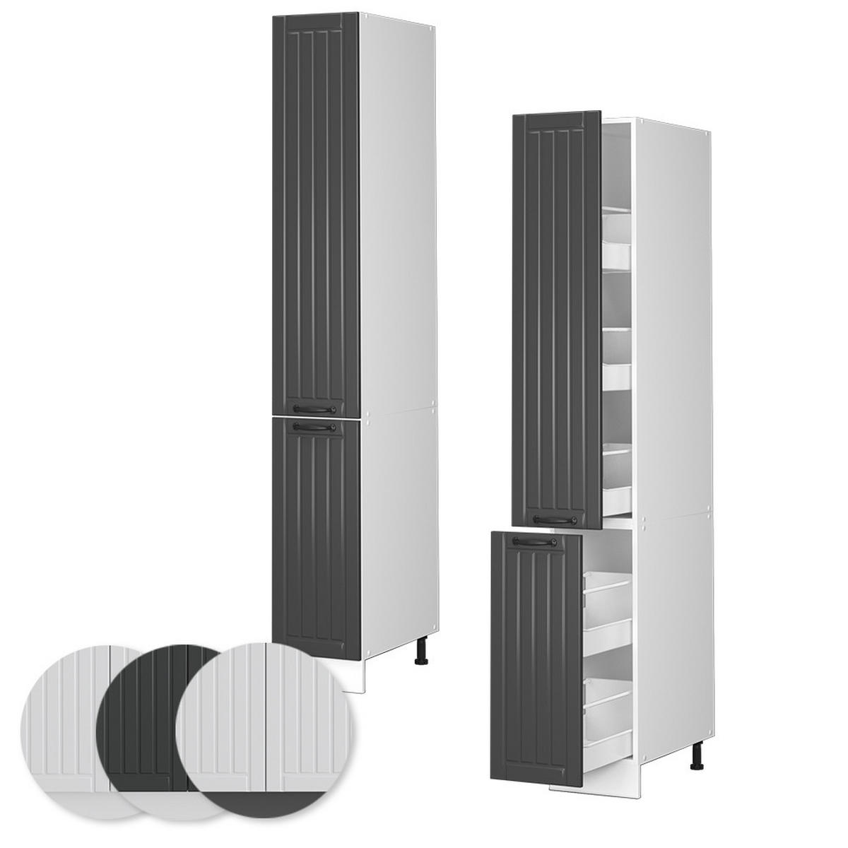 APOTHEKERSCHRANK Fame-Line Anthrazit Landhaus 30 cm - Anthrazit/Weiß, Holzwerkstoff (30/206.8/58cm) - Vicco