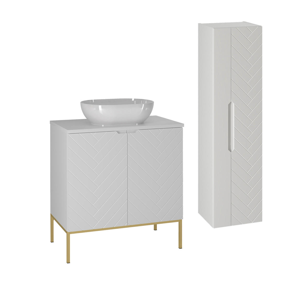 BADMÖBEL Daria 2er-Set Weiß - Weiß, Holzwerkstoff (80.6/84.2/46.5cm) - Petits-meubles