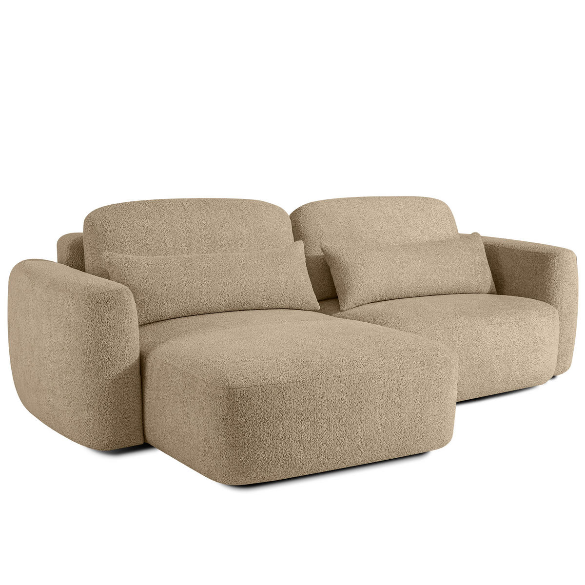 ECKSOFA links ELOSA - Ecru, Holz/Textil (245/165cm) - KONSIMO®