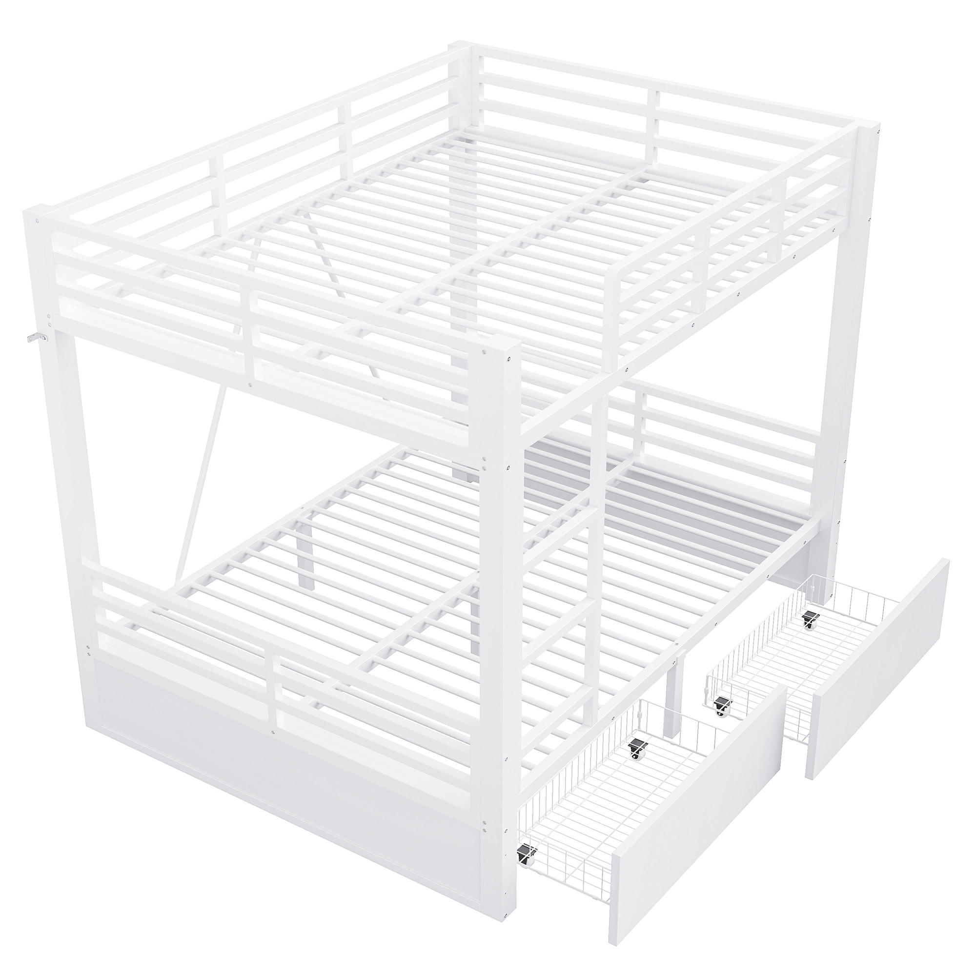 ETAGENBETT 140/200 cm DE-32600 mit Schubladen und Sicherheitsgeländer Weiß - Weiß, Metall (140/200cm) - ComfortXL