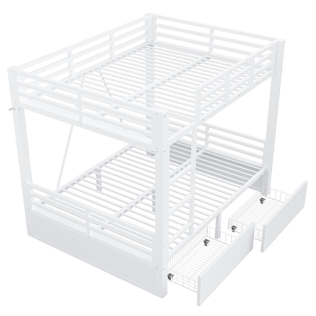 ETAGENBETT 140x200 Schubladen Leiter Weiß - Weiß, Metall (140/200cm) - FLIEKS