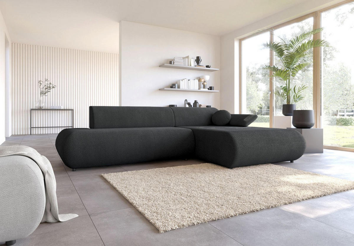 ECKSOFA Armone Graphit Chenille - Schwarz, Kunststoff/Textil (173.5/286cm) - Selsey