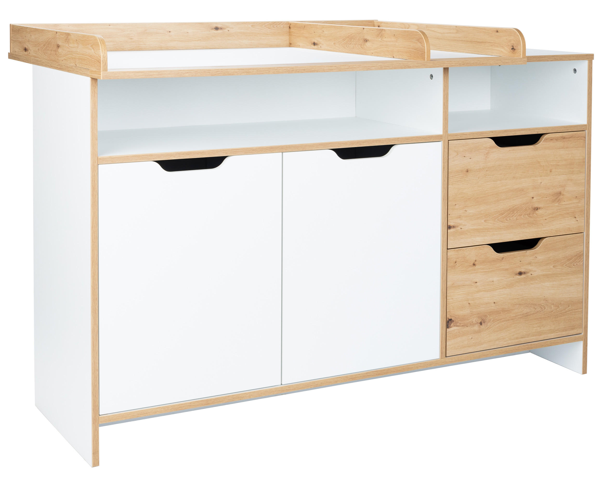 arthur berndt Xxl-Wickelkommode Eiche Artisan, Weiß 150x101x79 cm