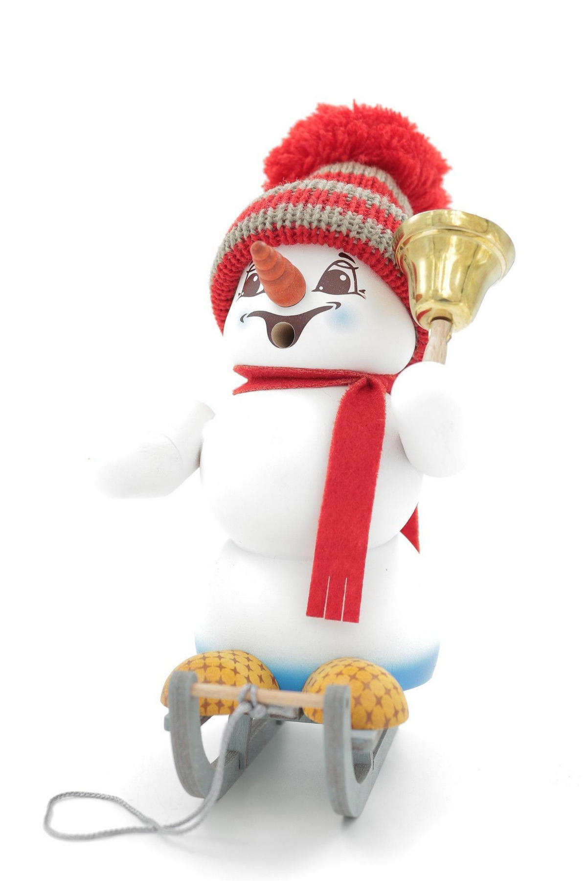 RAUCHFIGUR Schneemann Weiß Schlitten 19 cm - Multicolor, Holz (15/19/0.1cm)