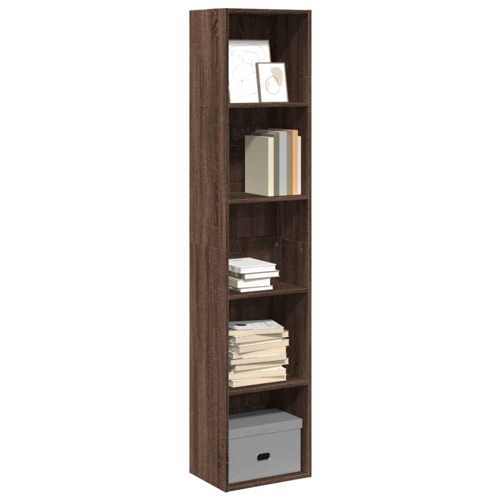 BÜCHERREGAL mit 5 Fächern 40/30/189 cm aus Holzwerkstoff Braun Eichen-Optik Dekor - Dunkelbraun, Holz (40/189/40cm) - vidaXL