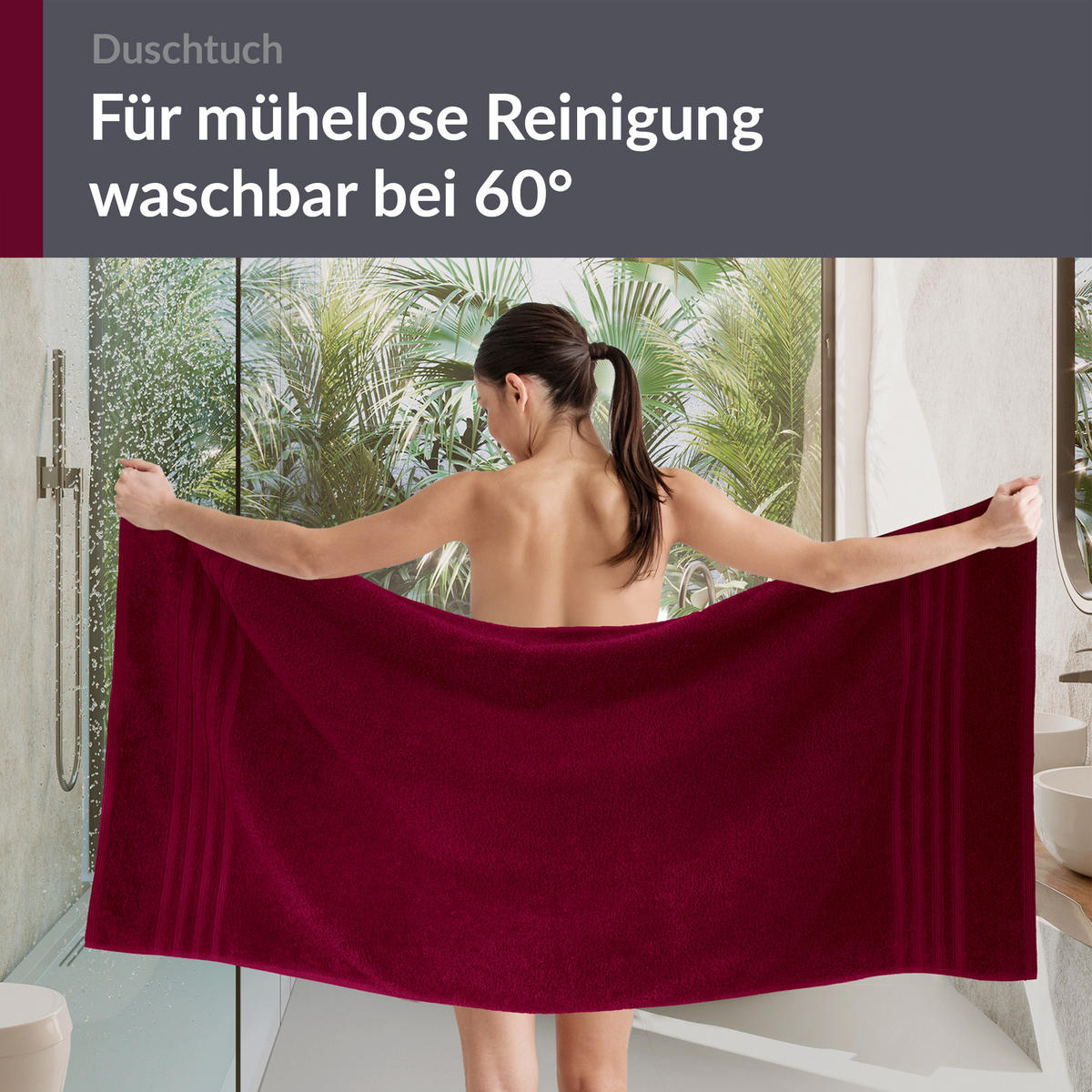DUSCHTUCH London Kirsch Rot 2er Set 70x140 - Kirschrot, Textil (70/140cm) - Lashuma