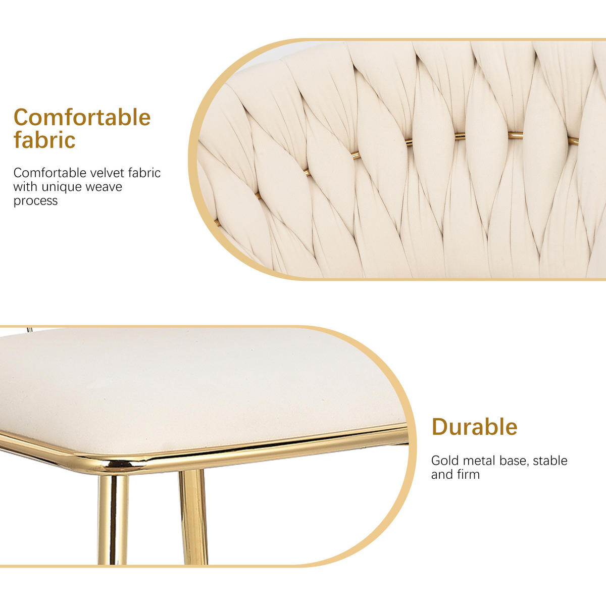 ESSZIMMERSTUHL 2er Set aus Samt, Beige - Beige, Metall (43.5/75/43.5cm)