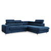 ECKSOFA VELISS Blau Kordstoff mit Schlaffunktion - Blau, Holz (255/193cm) - MASSENO