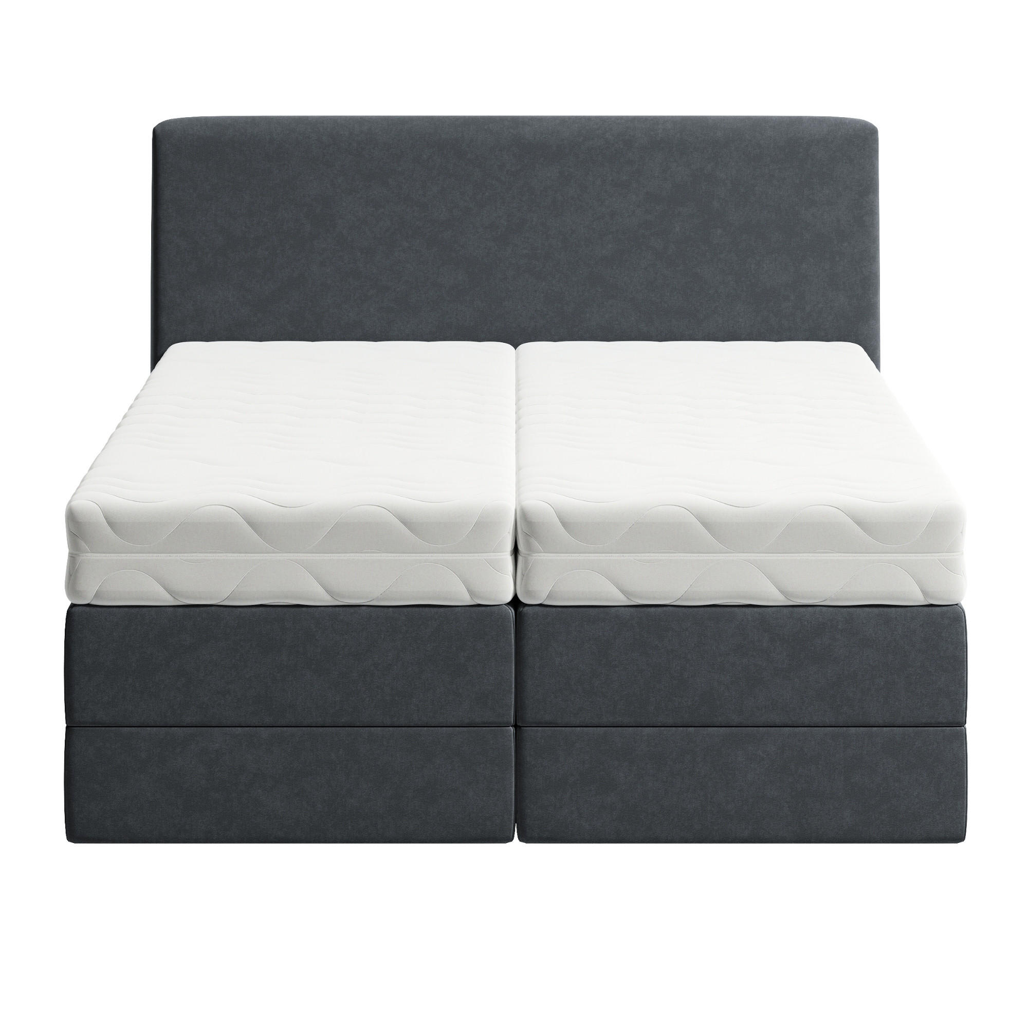 BOXSPRINGBETT mit Bonnell Matratze, mit Kopfteil, 180 x 200 cm, in Dunkelgrau - Anthrazit, Naturmaterialen (180/200cm) - Home Collective