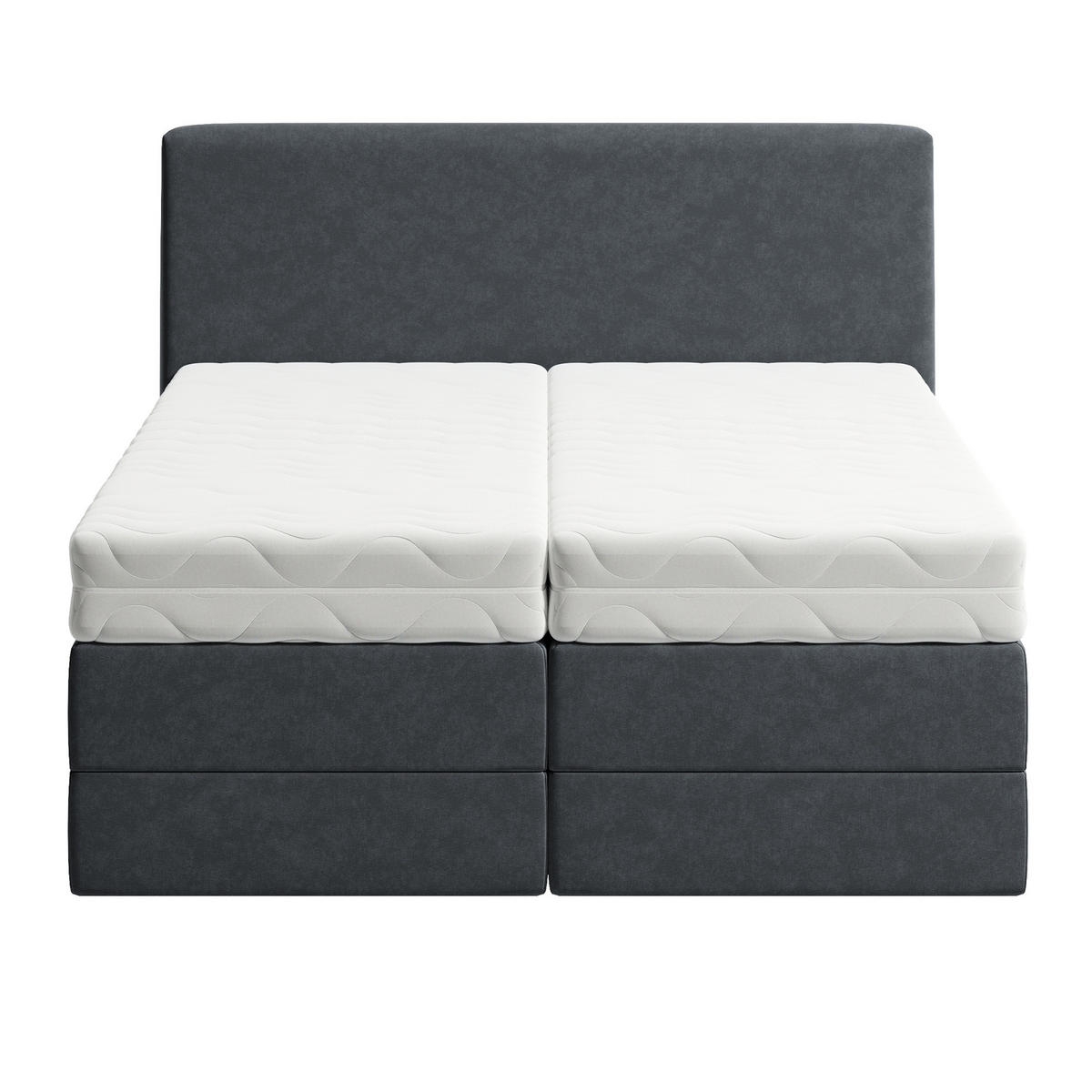 BOXSPRINGBETT mit Bonnell Matratze, mit Kopfteil, 180 x 200 cm, in Dunkelgrau - Anthrazit, Naturmaterialen (180/200cm) - Home Collective