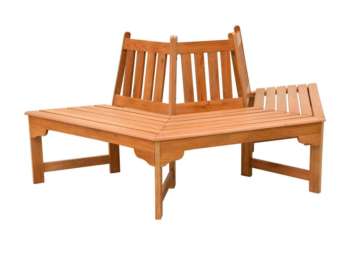 BAUMBANKHÄLFTE Nadia halbrund Eukalyptus Braun 78x78x155cm - Braun, Holz (78/78/155cm) - DELUKE