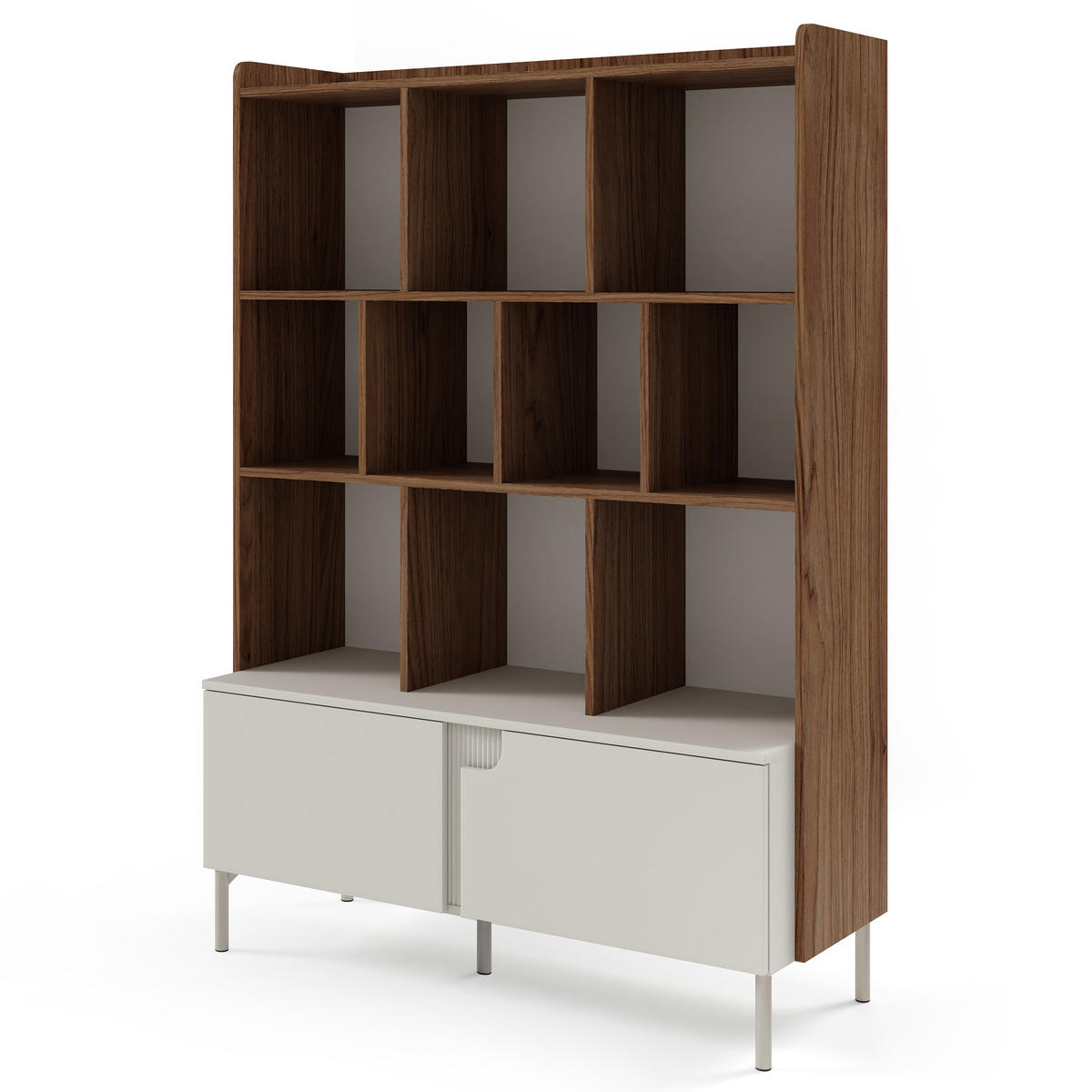 BÜCHERREGAL Positivo mit 1 Tür und 1 Schublade, 110 cm, Alba-Nuss + Kaschmir - Nussbaumfarben, Holzwerkstoff (113/195/42cm) - Beautysofa