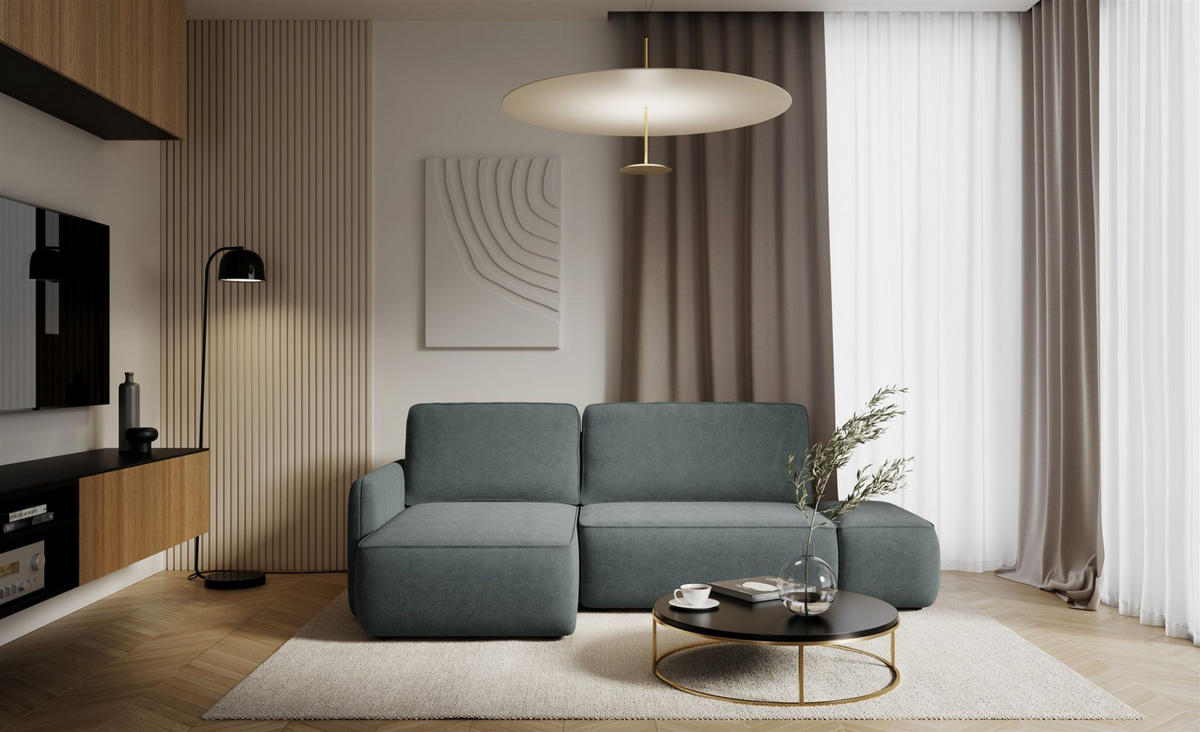 ECKSOFA Luka Mit Schlaffunktion - Dunkelgrau, Holzwerkstoff/Textil (229/148cm) - Fun Möbel