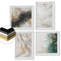 WANDBILDER 4er-Set - 50x50 cm & 40x60 cm Weißer Rahmen - Abstrakte Muster weiß schwarz grün - Weiß, Kunststoff (50/50cm) - ArtPrintCave