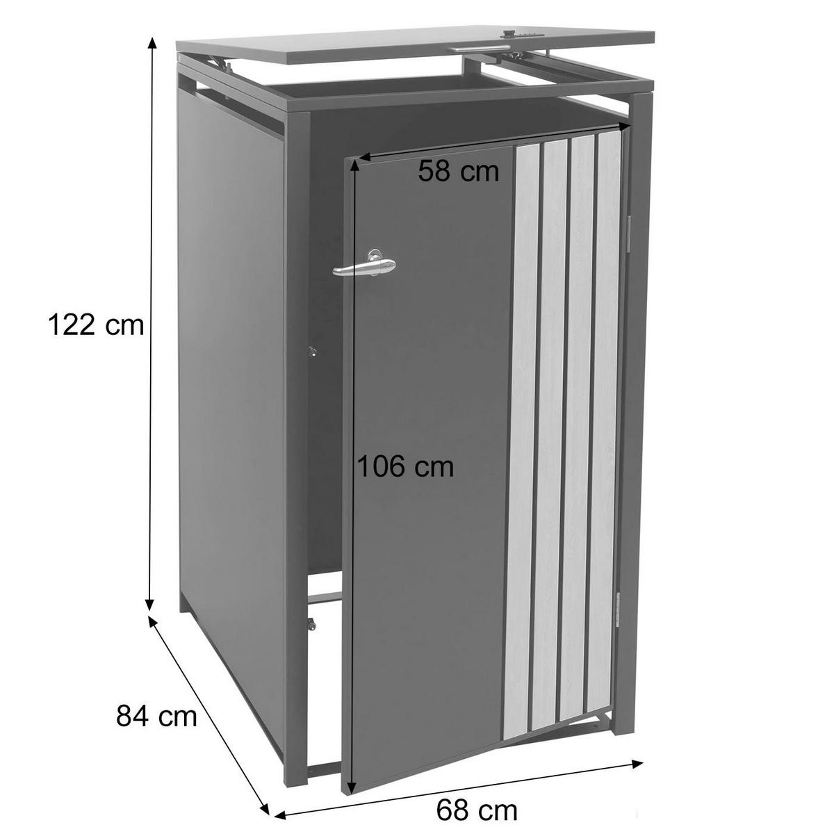 1ER-MÜLLTONNENVERKLEIDUNG Anthrazit, Braun - Anthrazit/Braun, Metall (68/122/84cm) - MCW
