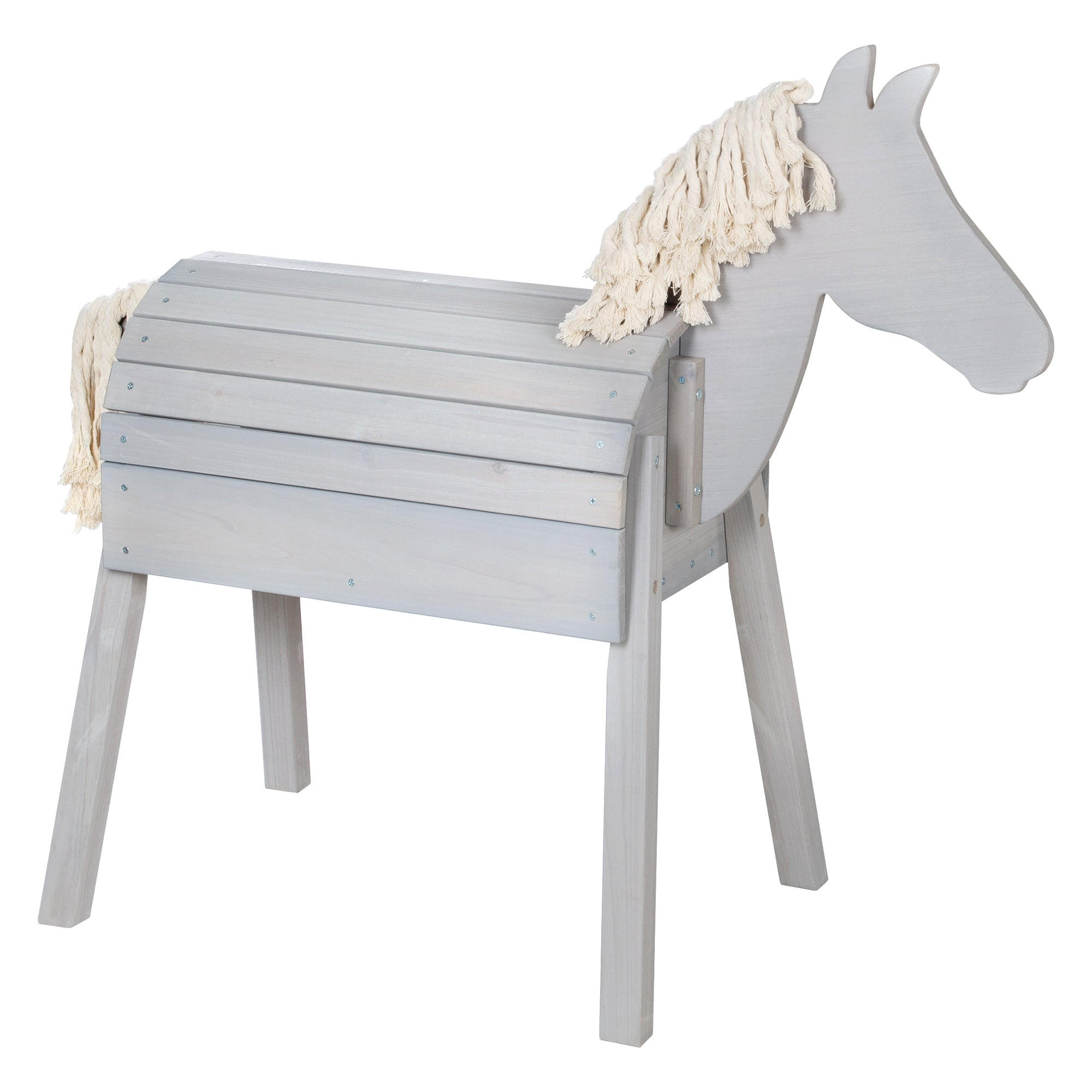 SPIELPFERD OUTDOOR Spielpferd Outdoor grau - Grau, Holz (110/48cm) - Roba