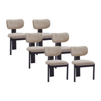 STUHL 6er-Set - Bouclé-Stoff & Kautschukholz - Taupe & Schwarz - WILANA - Taupe/Schwarz, Textil (56/85/60cm) - Vente-Unique