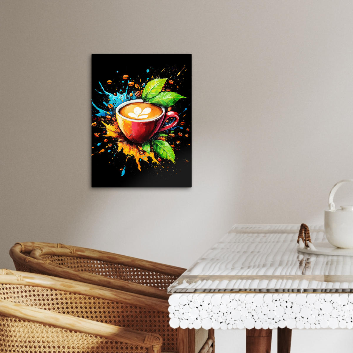LEINWANDBILD Kaffee - Graffiti - Trinken - Abstrakt 30x40 cm - Mokka, Textil (30/40cm) - MuchoWow