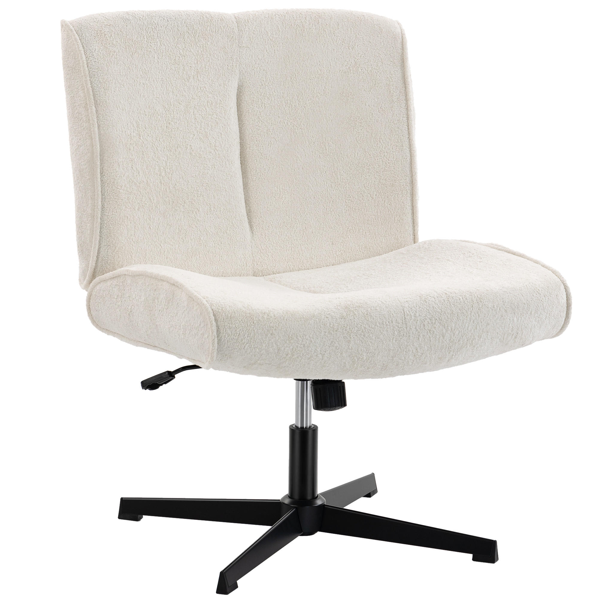 SESSEL Polyester Cremeweiß - Creme/Schwarz, Textil/Metall (63/90/75cm) - HOMCOM
