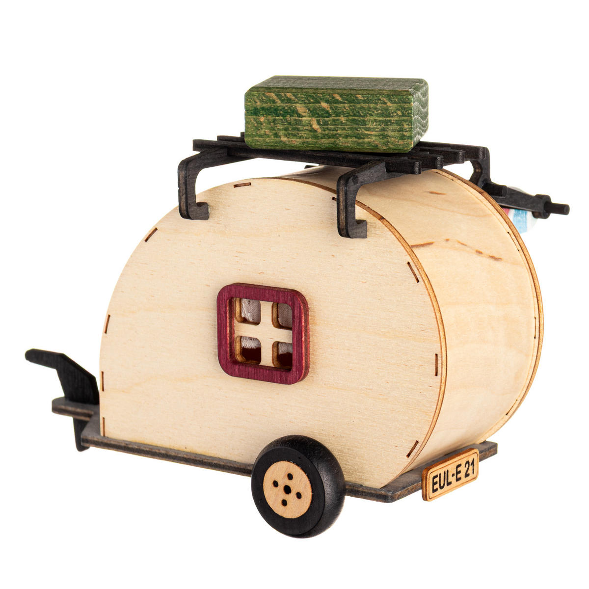 HOLZDEKO Wohnwagen für Minieulen 15/5/10 cm - Multicolor, Holz (5/10/15cm)