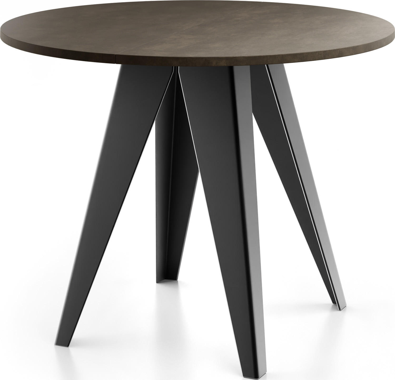 ESSTISCH Glory runder ausziehbarer, Dunkelgrauer Chicago Beton 100-140/100/76 cm - Dunkelgrau/Schwarz, Holzwerkstoff/Metall (100/100/76cm) - WFL GROUP