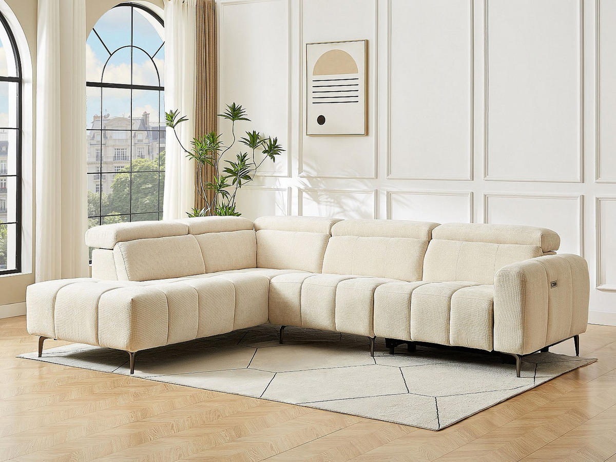 ECKSOFA links elektrisch relax - Textilstoff Beige - CALDORIA - Beige, Textil (292/229cm) - Vente-Unique