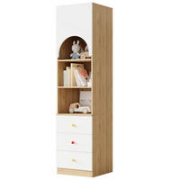 KLEIDERSCHRANK-SET aus MDF 80x45x200 cm und 50x50x200 cm Weiß/Natur mit Schubladen, Regal und Anti-Kipp-Schutz - Weiß, Holzwerkstoff (130/200/50cm) - Modfu