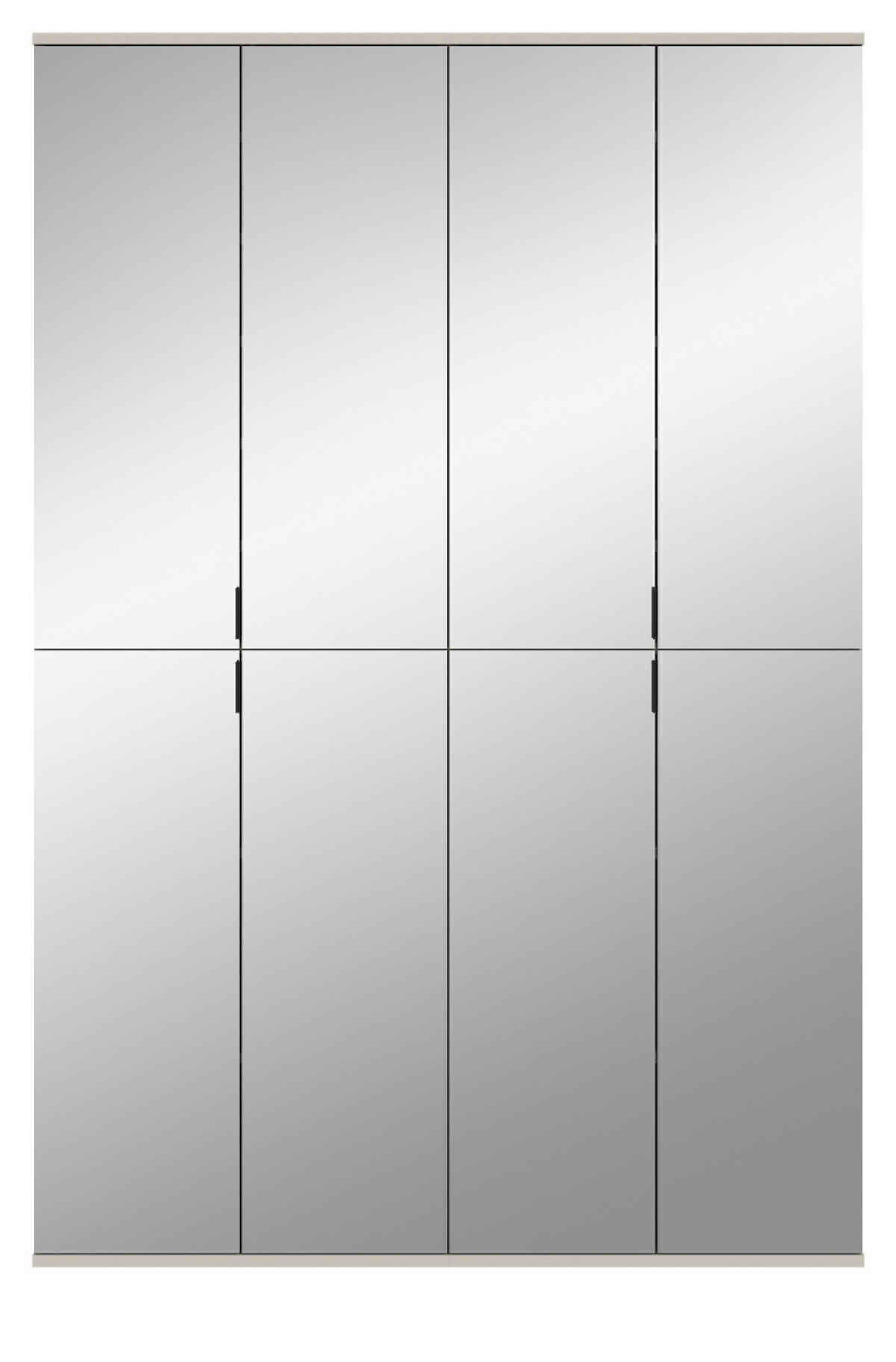 GARDEROBENSCHRANK Kaschmir 122 x 193 cm, Flurschrank mit Spiegel - Kaschmir/Schwarz, Glas/Holzwerkstoff (122/193/34cm) - Inn.Furn