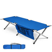 CAMPINGBETT Bleu - Blau, Metall (190/42/73cm) - COSTWAY