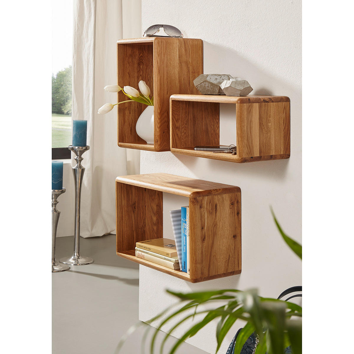 WANDREGAL - Braun - Eichefarben, Holz (45/30/20cm) - home24