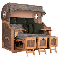 STRANDKORB XXL Düne Grande Teak PE Grey - Braun/Grün, Metall (170/170/95cm) - Mr. Deko