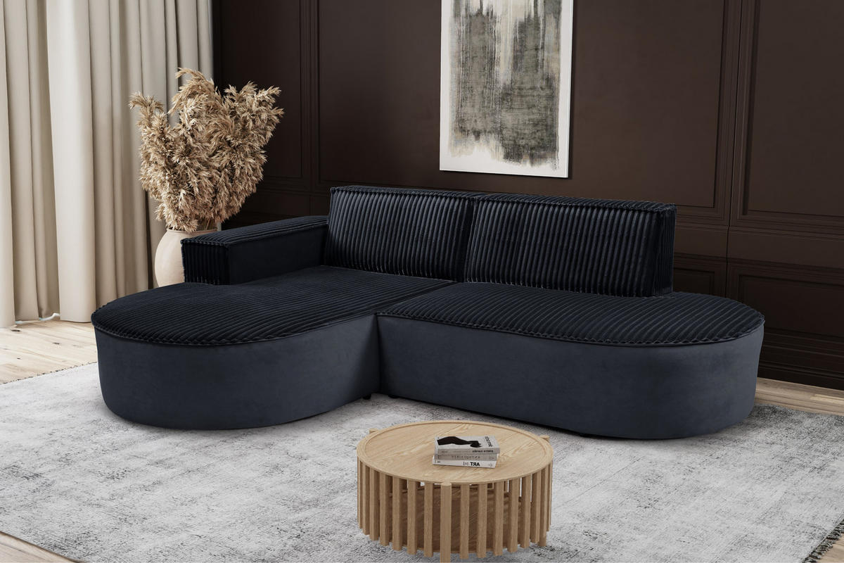 ECKSOFA L-förmiges Modena Soft Schwarz Links - Schwarz, Holz (165/236cm) - Kaiser Möbel