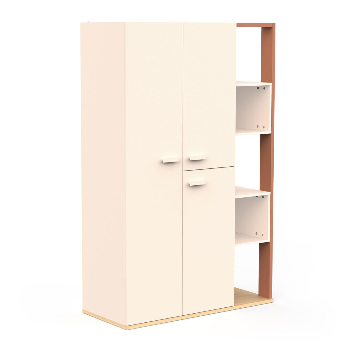 SCHRANK, 3 Türen, 5 Nischen - Modell CAMILLIA - Beige - 119,7 x 51,5 x 186,9 cm - Beige, Holz (51.5/186.9/119.7cm) - Demeyere