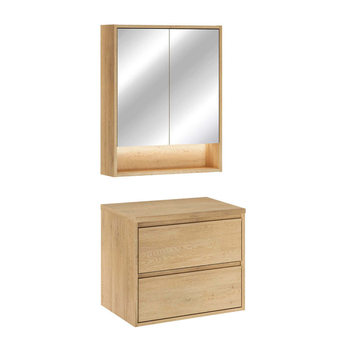 BADMÖBEL 60cm Edmé 2er-Set Holz - Braun, Holzwerkstoff (60/52.2/46cm) - Petits-meubles