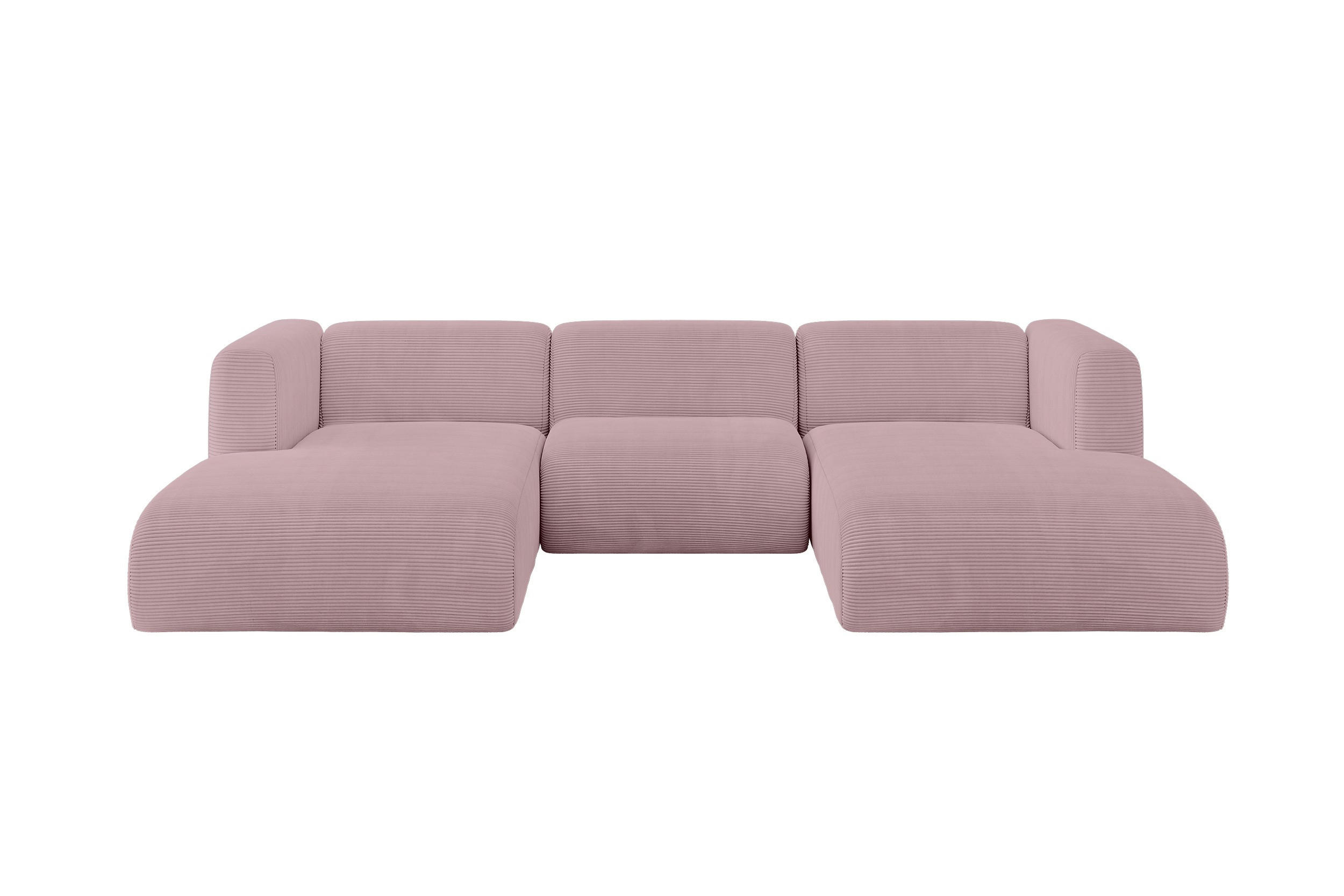 WOHNLANDSCHAFT MIRA-U1 317x179x70 Rosa Cord - Schwarz/Rosa, Holzwerkstoff/Kunststoff (317/70/179cm) - ALTDECOR