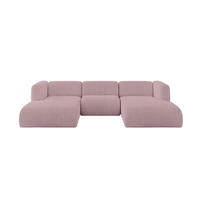 WOHNLANDSCHAFT MIRA-U1 317x179x70 Rosa Cord - Schwarz/Rosa, Holzwerkstoff/Kunststoff (317/70/179cm) - ALTDECOR