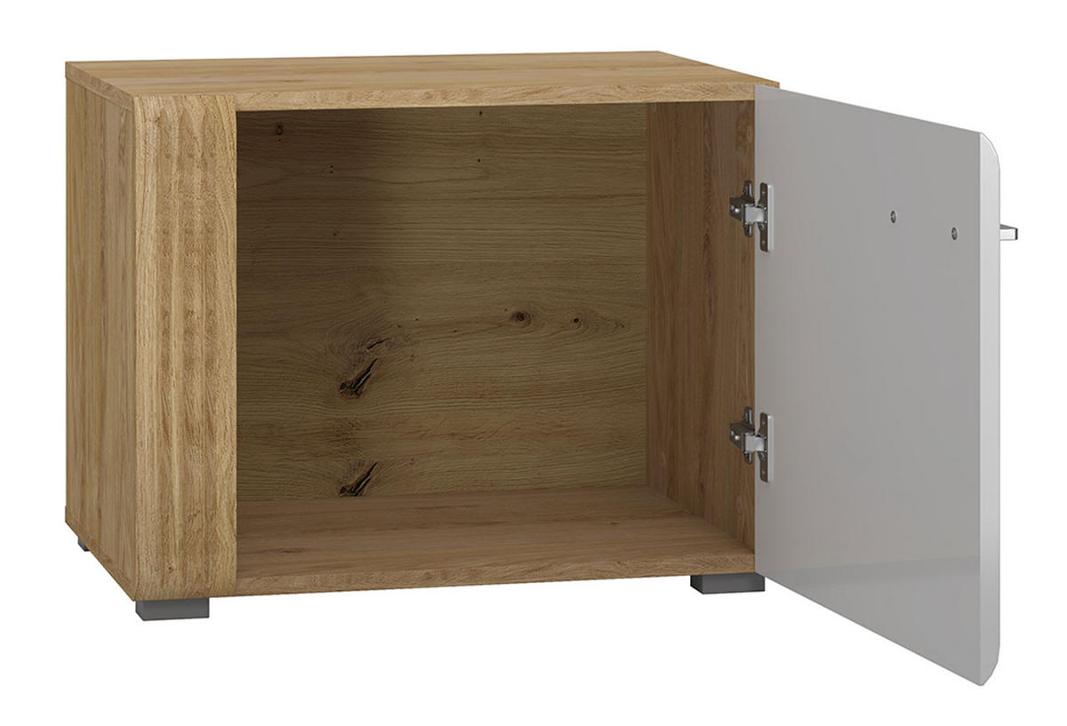 WOHNZIMMER-SET Adagio weiß Hochglanz / Eiche castello 5-teilig - Weiß Hochglanz/Weiß, Holz/Holzwerkstoff (367/196/42cm) - Feldmann-Wohnen