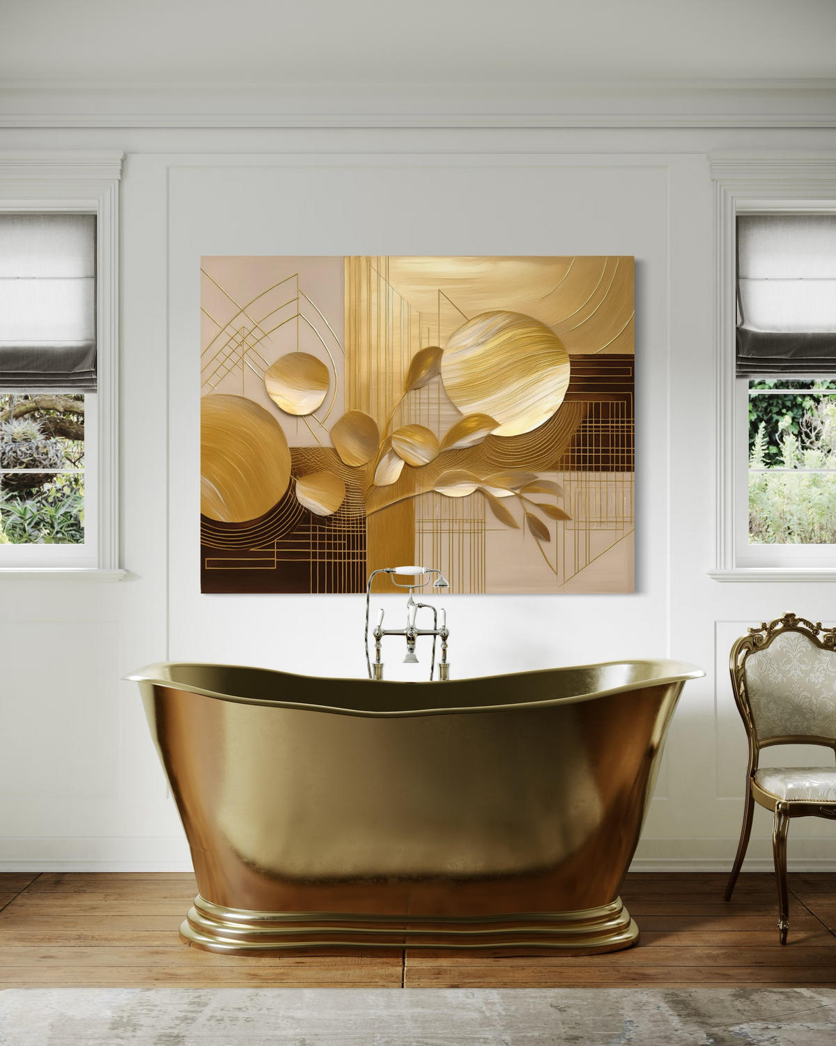 WANDBILD gold glamour abstraktion - Goldfarben, Textil (60/40cm) - Feeby