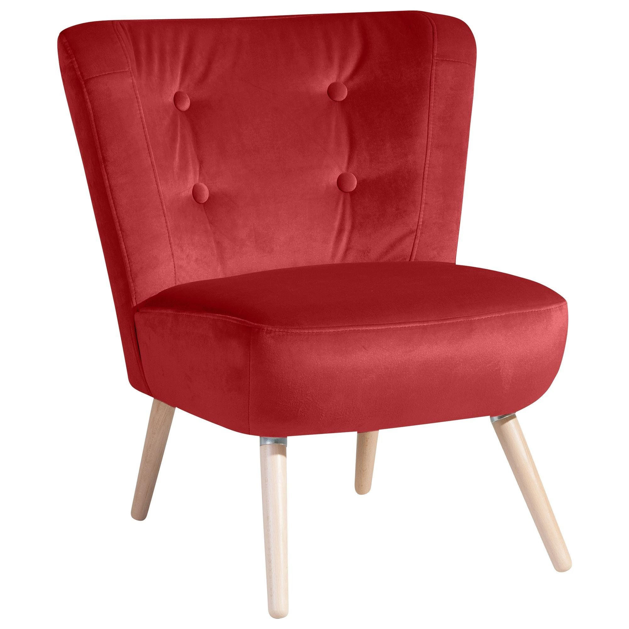 SESSEL Kassi Bezug Samtvelours Buche natur / ziegel - Rot, Kunststoff (69/80/68cm) - 58aufmkessel