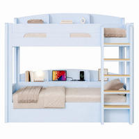 ETAGENBETT 90/200 cm Hellblau mit Ablagefächern und USB-Steckdose - Hellblau, Holz (90/200cm) - MIVRAY