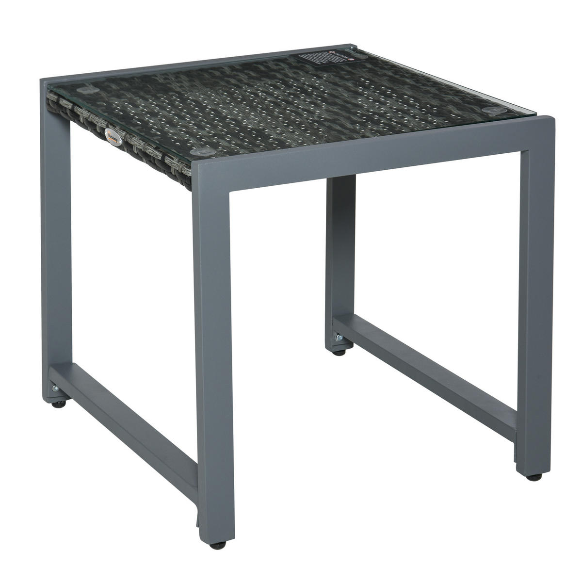GARTENTISCH DE-06678 mit Hartglas & Polyrattan Grau - Grau, Glas/Kunststoff (50/495/50cm) - ComfortXL