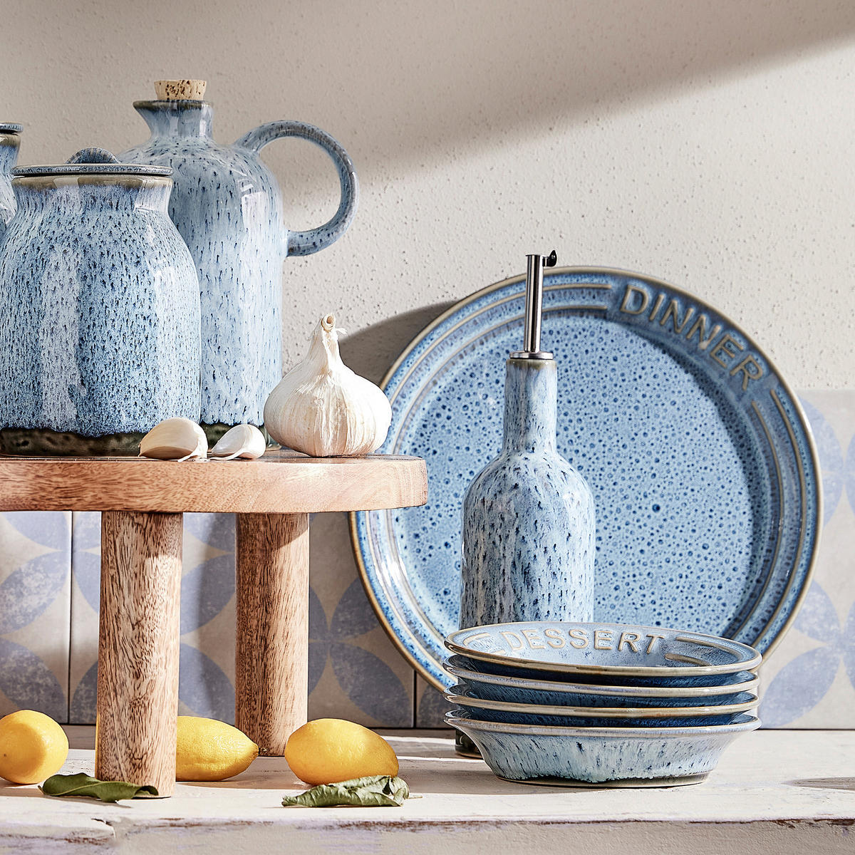 BUTLERS Ölflasche PORTIMAO - Blau, Keramik (10/19/14cm) - Butlers