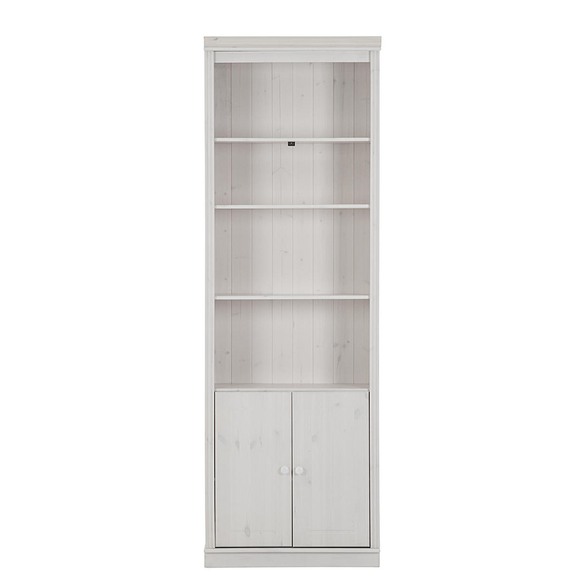 REGAL mit Türen - Kiefer massiv - Weiß/Kieferfarben, Holz (74/223/37cm) - home24