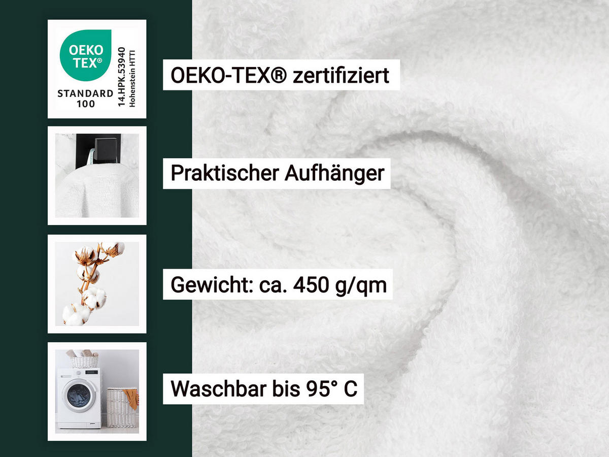 DUSCHTÜCHER, 2er-Set, 70x140 cm, 100% Baumwolle, Weiß - Weiß, Textil (70/140cm) - Zollner