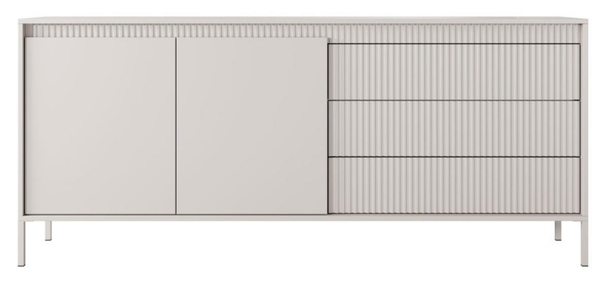 KOMMODE Beige 187 2D3S Enso Ryflowana - Beige, Holzwerkstoff (187.1/81.4/39.5cm) - Sepro Meble