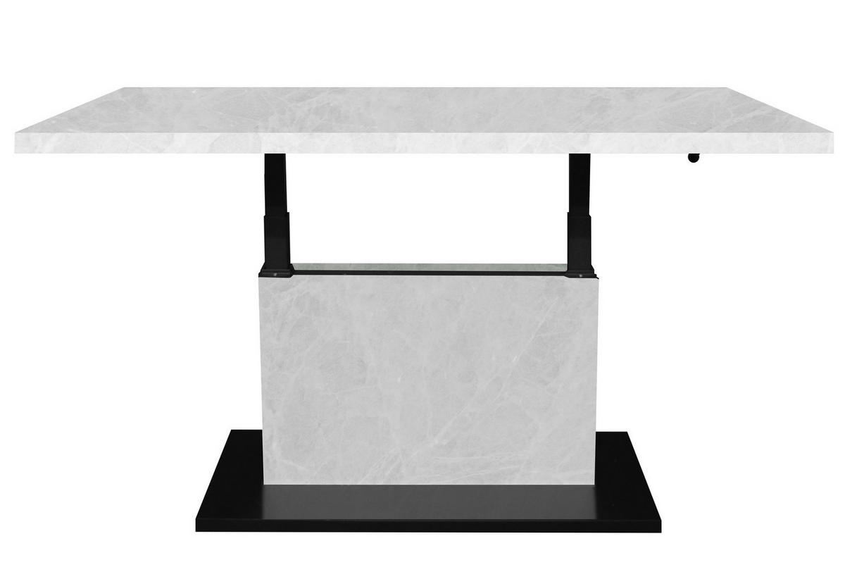 COUCHTISCH Höhenverstellbar Else 4 120x49x70 Holz Keramikoptik Weiß - Hellgrau/Schwarz, Holzwerkstoff (120/70/49cm) - 58aufmkessel