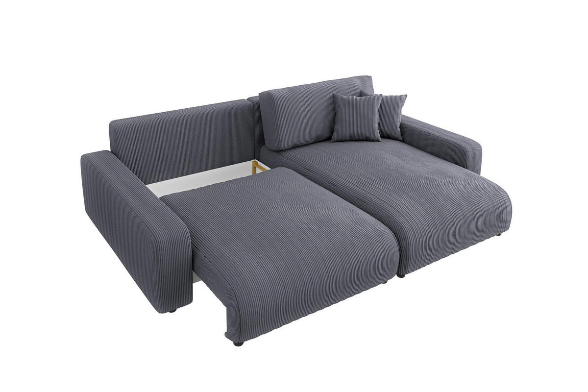 ECKSOFA Emma Grau Cord - Ottomane rechts - Grau, Textil (234/170cm) - S-Style Möbel