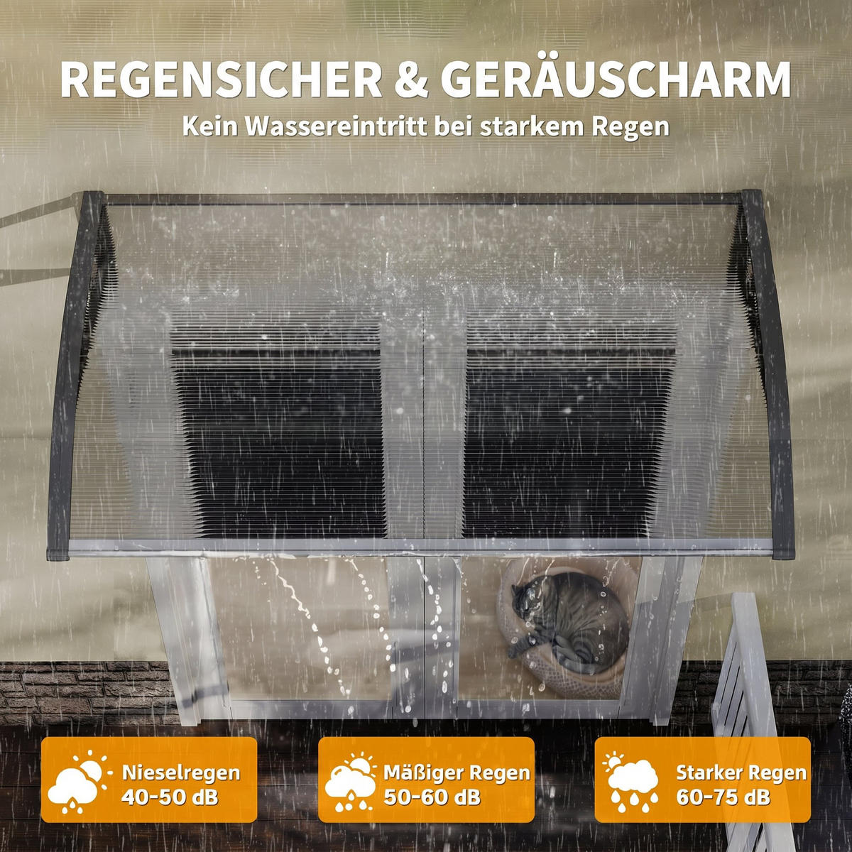PULTVORDACH Polycarbonate Aluminium Transparent Schwarz - Schwarz, Kunststoff (60/18/110cm) - Outsunny