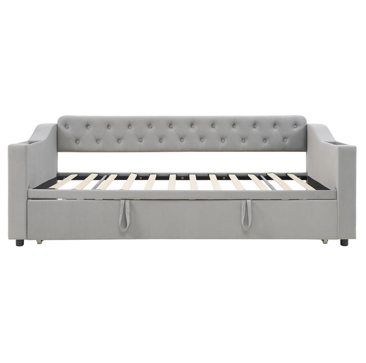 POLSTERBETT Schlafsofa 90/180 cm grau mit integrierten Stauraum und Ladeanschlüssen - Grau, Textil (90/180cm) - OKWISH